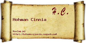 Hohman Cinnia névjegykártya